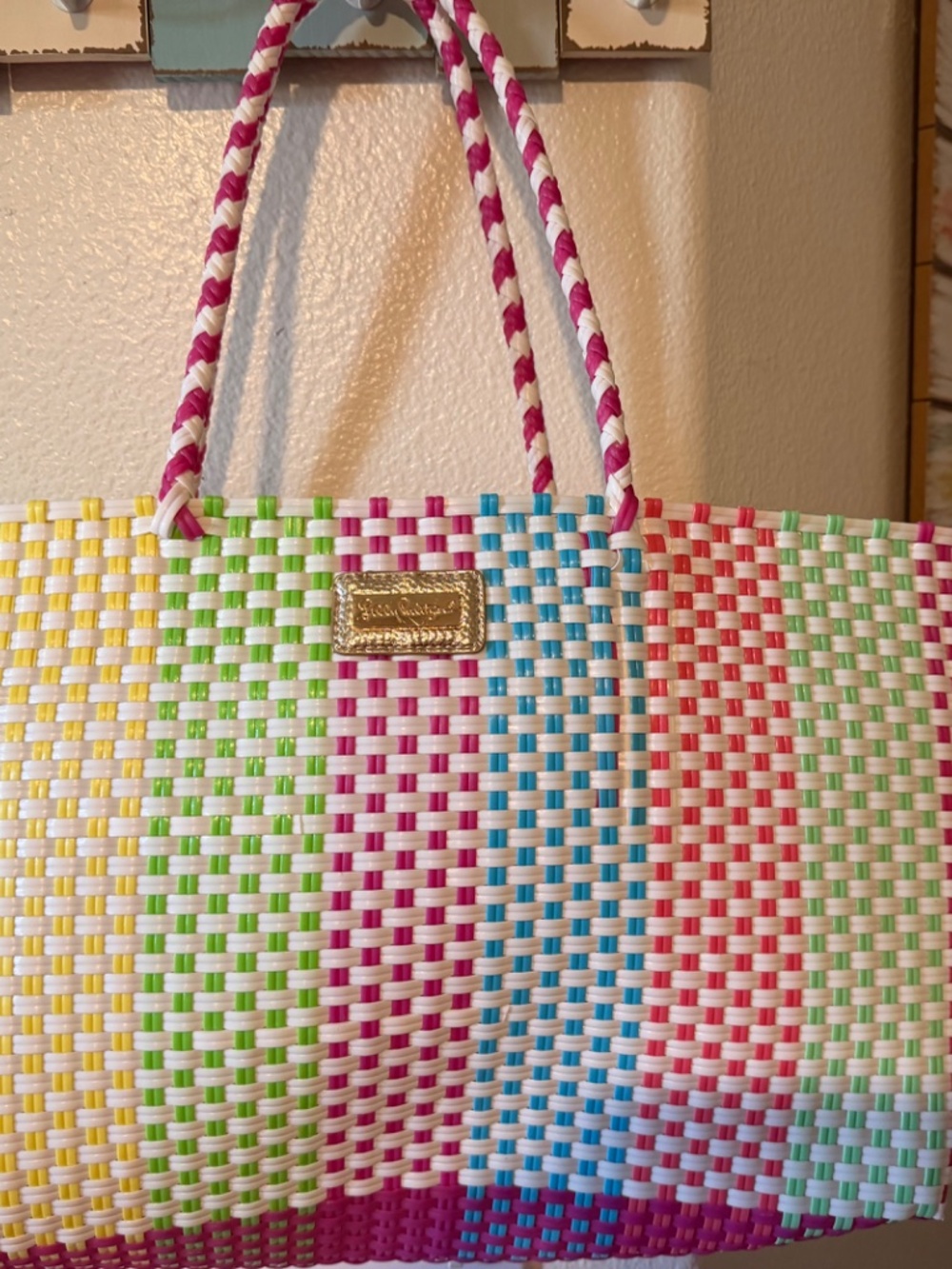 Lilly Pulitzer Woven Bag Colorful Stripes NEW